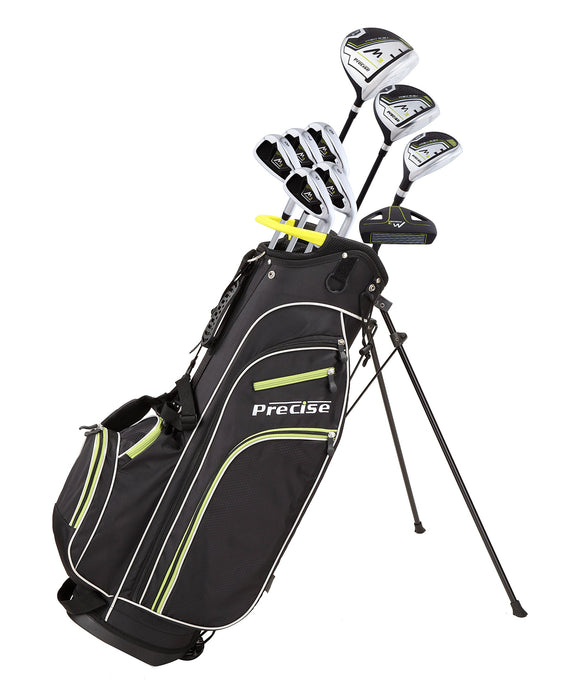 Precise M3 Men’s Right Handed Complete Golf Club Set Regular, Golf Clubs for Men Include 460CC Driver, 3 Wood, 21* Hybrid, 6-9 Irons, Pitching Wedge, Putter, Deluxe Stand Bag, 3 Headcovers, Black Lime