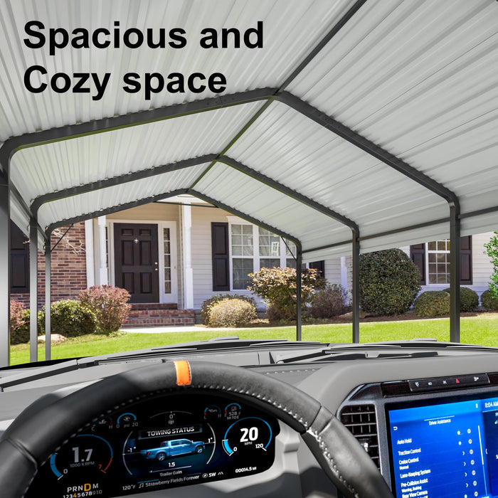 AIRWIRE 10x15 Metal Carport Carports with Enhanced Base Heavy Duty Garage Outdoor Galvanized Car Shelter for Car, Boats and Truck