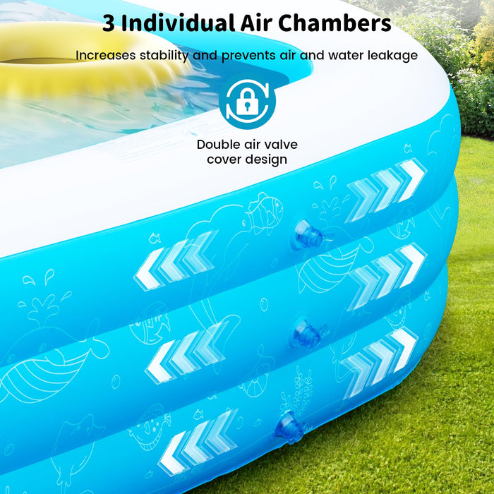 azamine Extra Large Inflatable Pool with Pump - 130"x 72" x 22" Blow Up Pool Thickened Large Size for Adults, Family Swimming Pool for Backyard, Garden, Summer Water Party