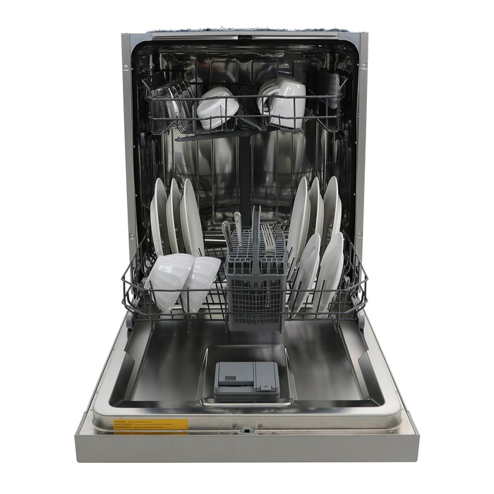 West Bend Dishwasher 24-Inch Built In with 3 Wash Options and Automatic Cycles, Stainless Steel Construction with Electronic Control LED Display, Low Noise Rating, 57 dBA, Metallic