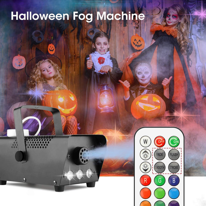 Fog Machine with Lights - 3 Stage LED Lights with 12 Colors & Strobe Effect for Party Wedding Holiday Christmas - Fansteck 500W Upgraded Remote Portable Smoke Machine