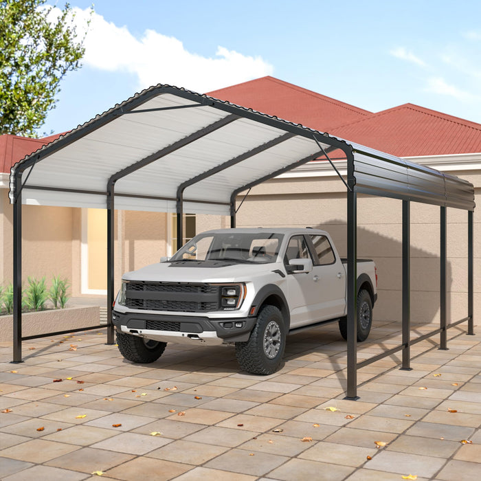 AIRWIRE 10x15 Metal Carport Carports with Enhanced Base Heavy Duty Garage Outdoor Galvanized Car Shelter for Car, Boats and Truck