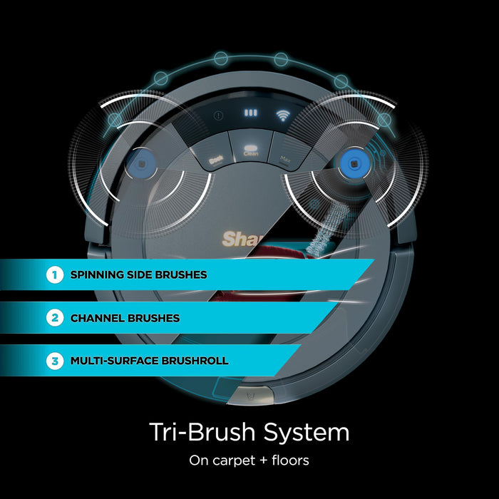 Shark AV753 ION Robot Vacuum, Tri-Brush System, Wifi Connected, 120 Min Runtime, Works with Alexa, Multi Surface Cleaning, Grey