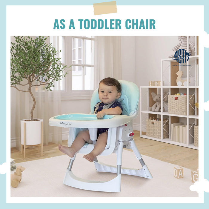 Dream On Me Portable 2-in-1 Tabletalk High Chair, Convertible Compact High Chair, Light Weight Portable Highchair, Aqua