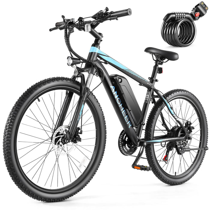 ANCHEER Electric Bike for Adults, [Peak 750W Motor] Electric Mountain Bike, 26" Sunshine Commuter Ebike, 55 Miles 22MPH Electric Bicycle with 48V/374Wh Battery, LCD Display, 21Speed, Front Suspension