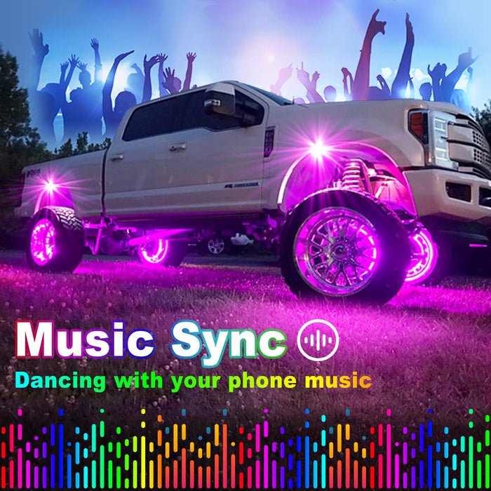 YiLaie Rock Lights for Trucks, 8 Pods RGB LED Rock Lights with APP/Remote Control & Music Mode, High Bright Multilcolor Waterproof IP68 Rock Neon Light Kits for Pickup Off Road RZR SUV ATV UTV Car