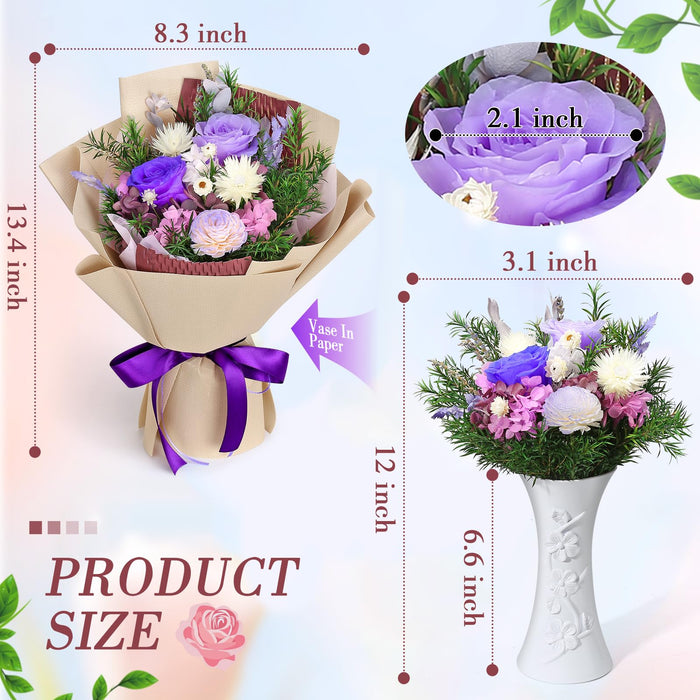 Bloom's Diary Preserved Flowers Bouquet Natural Real Long Lasting Roses and Flowers, Gift Box for Valentine's Day, Mother's Day,Anniversary,Birthday (Purple)