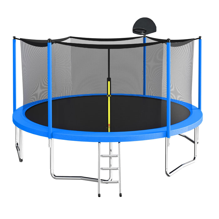 Evedy Outdoor Trampoline for Kids and Adults, 12FT Trampoline with Basketball Hoop - ASTM Approved Reinforced Enclosure, Recreational Trampolines with Ladder Backyard Jumping Trampoline Tranpoline