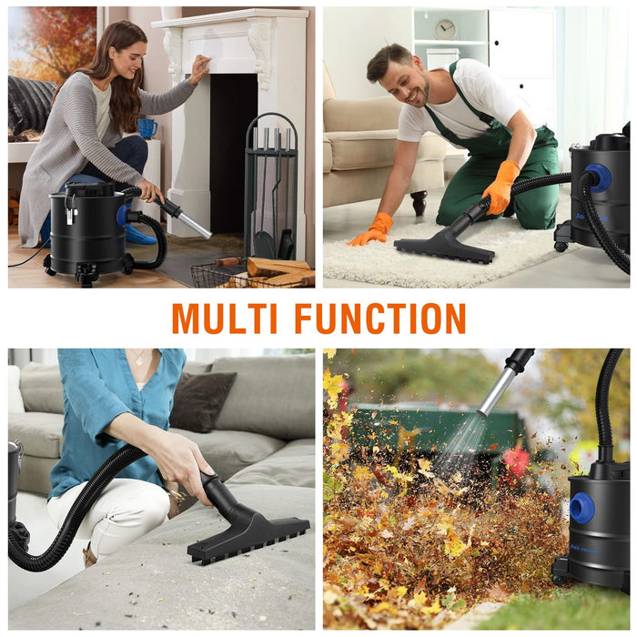 Ash Vacuum Cleaner 20L / 5.3 Gallon, 1200W Ash Vacuum Collector with Blow Function for Fireplaces, Pellet Stoves, BBQ Grills, Wood-Burning Stoves and Fire Pits