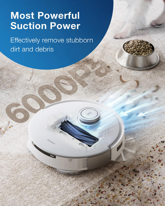 ECOVACS DEEBOT T20 Omni Robot Vacuum and Mop,Hot Water Mop Washing,Auto Hot Air-Drying,9mm AutoMop Lifting,Dual Spinning Mops,Self-Emptying,6000Pa Suction,Obstacle Avoidance,YIKO Voice Assistant,White