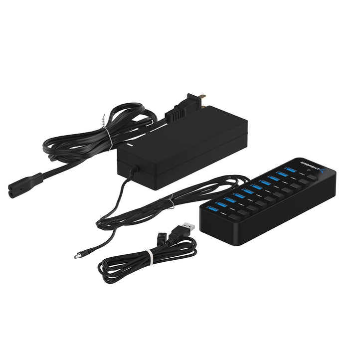 SABRENT 10-Port 60W USB 3.0 Hub with Individual Power Switches and LEDs, includes 60W 12V/5A Power Adapter (HB-BU10)