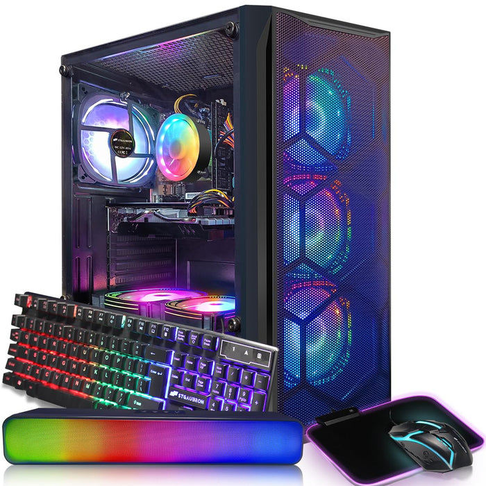 STGAubron Gaming Desktop PC Computer,Intel Core I7 3.4 GHz up to 3.9 GHz,Radeon RX 580 8G GDDR5,16G RAM,512G SSD,WiFi,Bluetooth 5.0,RGB Fanx6,RGB Keyboard&Mouse&Mouse Pad,RGB BT Sound Bar,W10H64