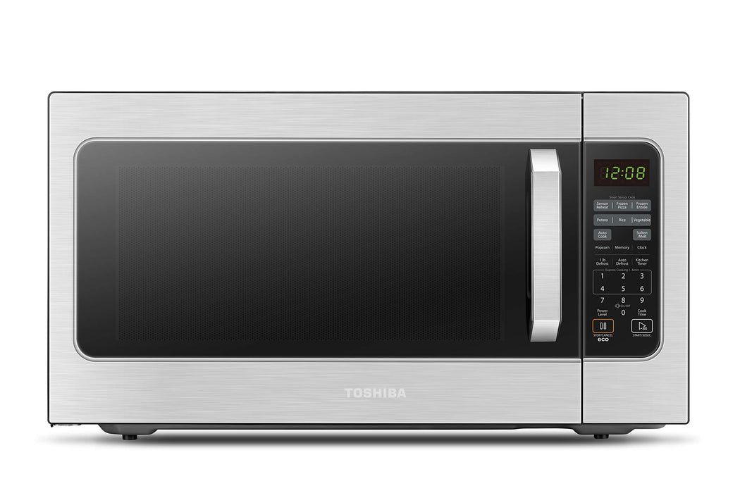 Toshiba ML-EM62P(SS) Large Countertop Microwave with Smart Sensor, 6 Menus, Auto Defrost, ECO Mode, Mute Option & 16.5" Position Memory Turntable, 2.2 Cu Ft, 1200W, Stainless Steel