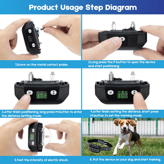 WIEZ GPS Wireless Dog Fence, Electric Dog Fence for Outdoor,Pet Containment System,Range 65-3281ft, Adjustable Warning Strength, Rechargeable, Harmless and Suitable for Most of Dogs, Grey