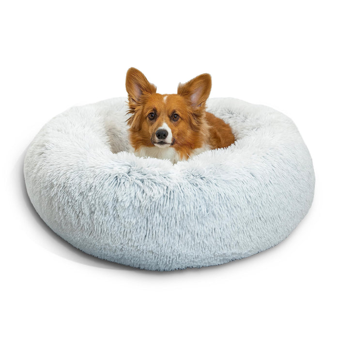 Best Friends by Sheri The Original Calming Donut Cat and Dog Bed in Shag Fur Frost, Medium 30"