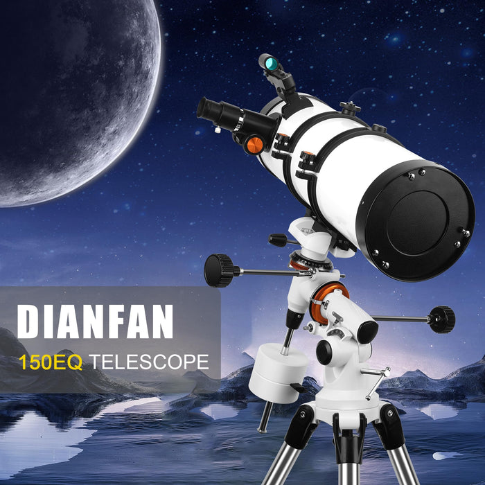 Telescope 150EQ Astronomical Reflector Telescopes for Adults, Professional Manual Equatorial Telescope for Kids & Beginners.Comes with 2X Barlow Lens Phone Adapter,Stainless Tripod and Moon Filter