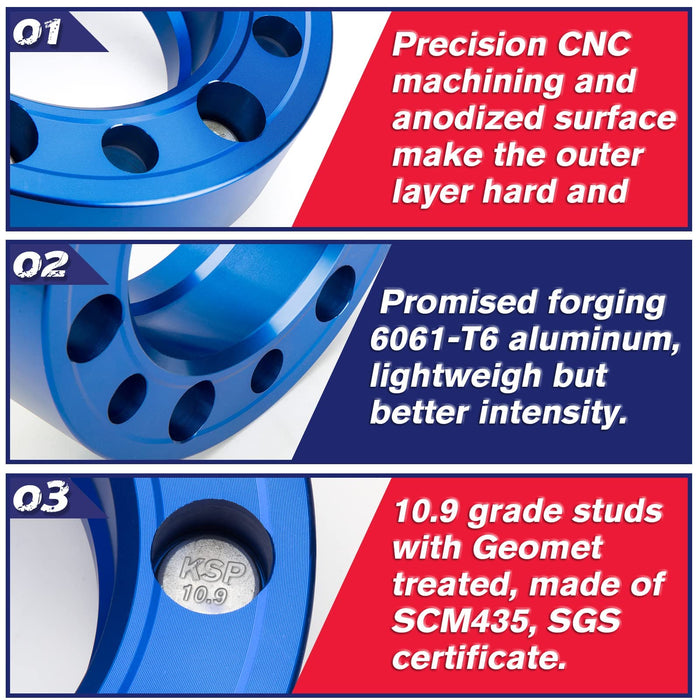 KSP PERFORMANCE 5x5 Wheel Spacers for JK XK WJ WK, 2" 50mm Hubcentric Spacers with 1/2-20 Studs 71.5mm Bore Forged for 1999-2010 Grand Cherokee, 2005-2010 Commander, 2007-2018 Wrangler, 4Pcs Blue