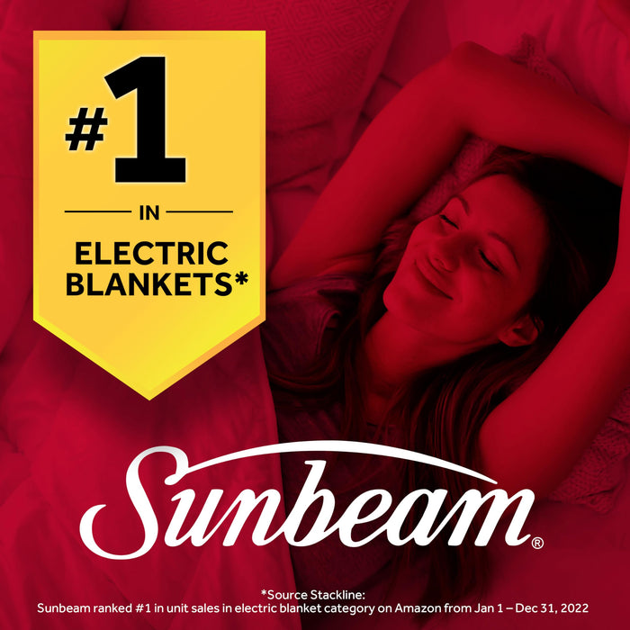 Sunbeam Royal Ultra Fleece Heated Electric Blanket King Size, 90" x 100", 12 Heat Settings, 12-Hour Selectable Auto Shut-Off, Fast Heating, Machine Washable, Warm and Cozy, Cabernet