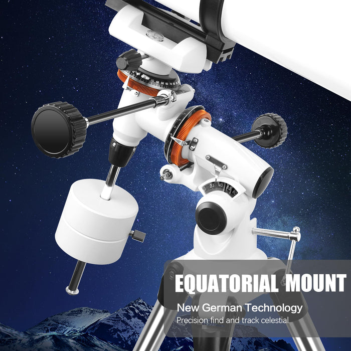 Telescope 150EQ Astronomical Reflector Telescopes for Adults, Professional Manual Equatorial Telescope for Kids & Beginners.Comes with 2X Barlow Lens Phone Adapter,Stainless Tripod and Moon Filter