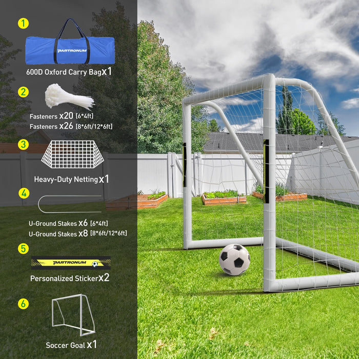 Partronum Soccer Goal, Soccer Goals for Backyard with Carry Bag, Soccer Net Goal with PVC Frame, Portable Goal Post (8 x 6 Feet)