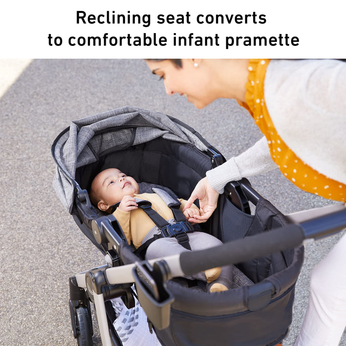 Graco Redmond Modes Pramette Stroller, 3-in-1 Convertible: Car Seat Carrier, Infant Pramette to Toddler Stroller with Reversible Seat and One-hand Fold