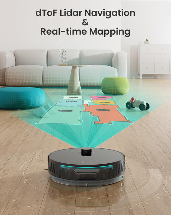 Lefant Robot Vacuum and Mop Combo, 4000Pa Suction, Precision Mapping with Lidar & dToF Sensors, Ultrasonic Carpet Detection, Robotic Vacuum Cleaner with Sonic Mopping, WiFi/App/Alexa Control