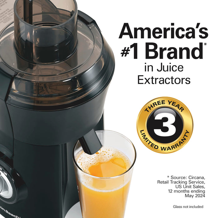 Hamilton Beach Juicer Machine, Big Mouth Large 3” Feed Chute for Whole Fruits and Vegetables, Easy to Clean, Centrifugal Extractor, BPA Free, 800W Motor, Black