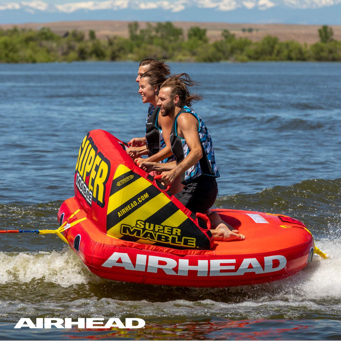 Airhead Super Mable Towable Tube | 1-3 Rider Towable Tube for Boating and Water Sports | Dual Tow Points | Full Nylon Cover | EVA Foam Pads | Patented Speed Valve | Boat Tubes and Towables