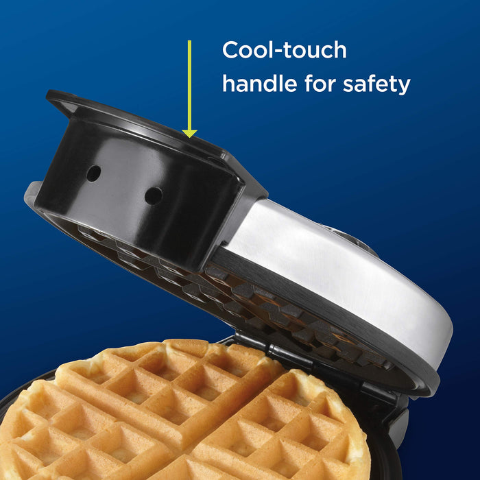 Oster Belgian Waffle Maker with Adjustable Temperature Control, Non-Stick Plates and Cool Touch Handle, Makes 8" Waffles, Stainless Steel