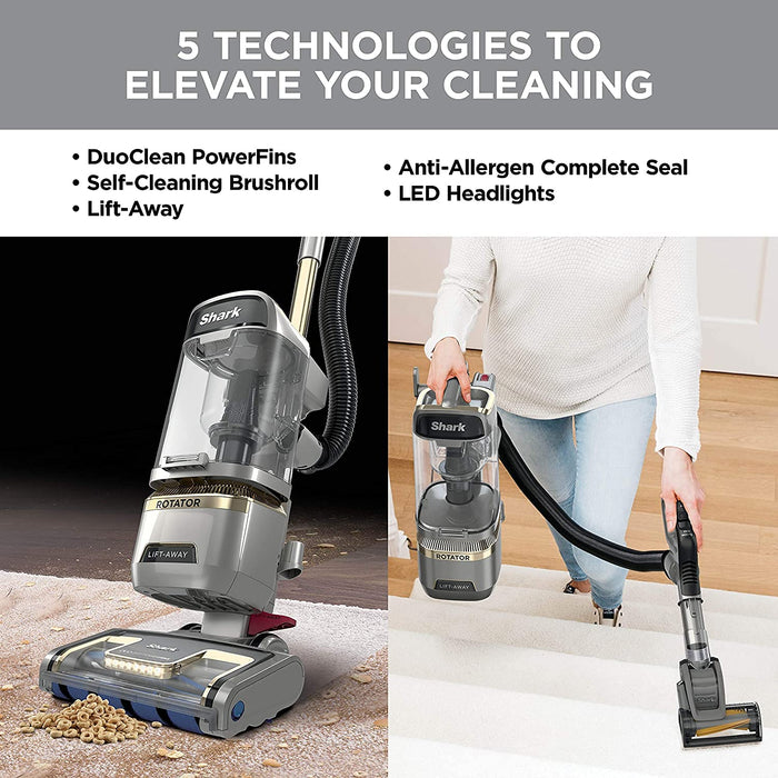 Shark LA502 Rotator Vacuum Vacuum with Self Brushroll Powerful Pet Hair Pickup and HEPA Filter, Lift-Away Upright w/Duo Clean, Silver