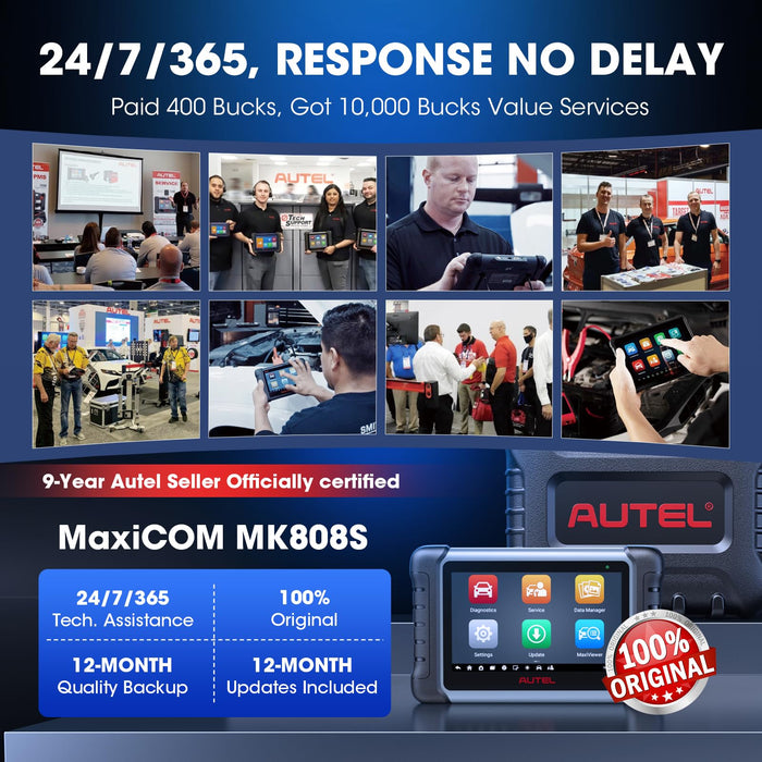 Autel Scanner MaxiCOM MK808S: 2024 Bidirectional Tool as MK808BT Pro MX808S M808Z, Function as MaxiCheck MX900, 28+ Service, Active Test, All System Diagnose, Injector Coding, FCA Autoauth Android 11