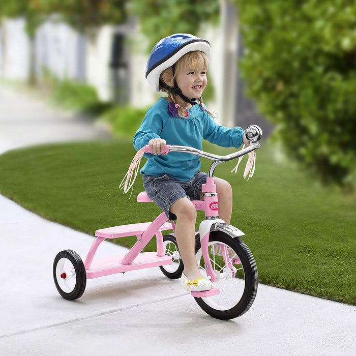 Radio Flyer Classic Pink Dual Deck Tricycle Ride On, 31.5L x 24.5W x 21.5H in.