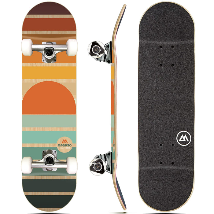 Magneto Complete Skateboard | Maple Wood | ABEC 5 Bearings | Double Kick Concave Deck | Kids Skateboard Cruiser Skateboard | Skateboards for Beginners, Teens & Adults (Free Stickers Included)