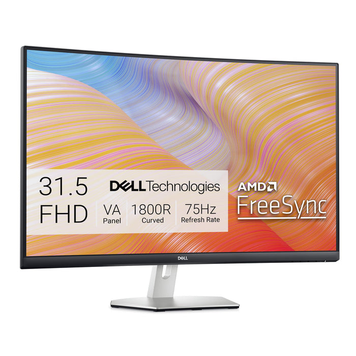 Dell S3222HN Curved Monitor - 31.5-inch FHD (1920x1080) 75Hz 4Ms 1800R Curved Display, HDMI Connectivity, AMD FreeSync Technology, Tilt Adjustability - Silver