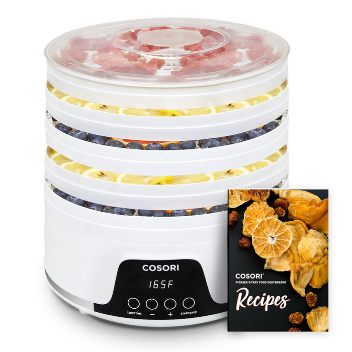 COSORI Food Dehydrator Machine for Jerky, 5 BPA-Free 12.2" Trays with 165°F Temperature Control and 48H Timer, 350W Dryer for Fruit, Herbs, Meat, Veggies and Dog Treats, 50-Recipes Book Included