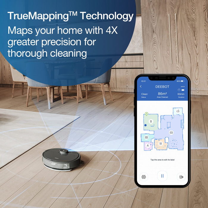 ECOVACS Deebot N8 Pro Robot Vacuum and Mop, Strong 2600Pa Suction, Laser Based LiDAR Navigation, Smart Obstacle Detection, Multi-Floor Mapping, Fully Customized Cleaning, Self Empty Station Compatible