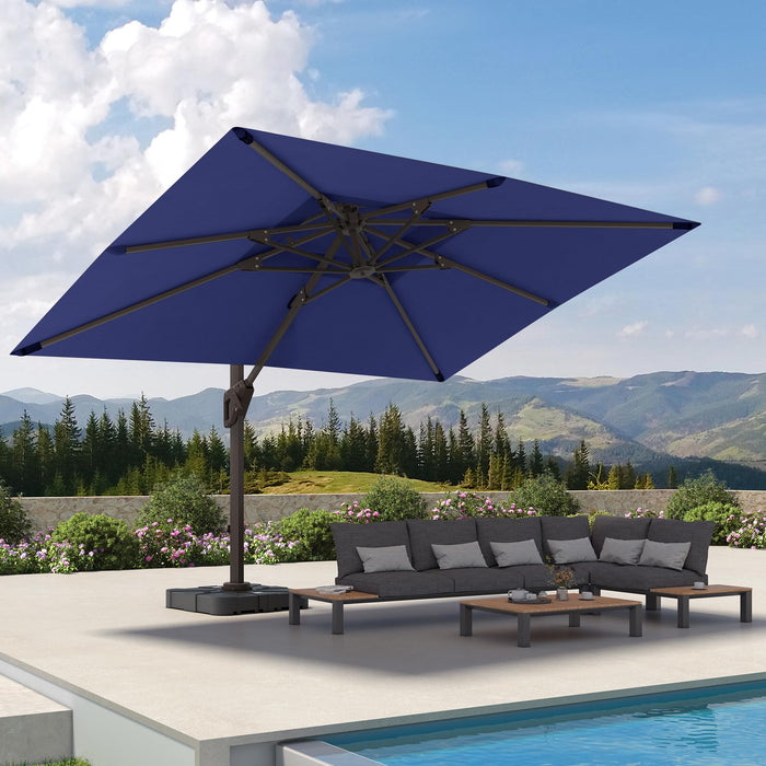 Deconk 9' X 12' Cantilever Patio Umbrella 360°Rotation Rectangular Outdoor Umbrella, Double Top Large Offset Sun Shade Umbrella for Garden Deck Pool Backyard Patio, Navy