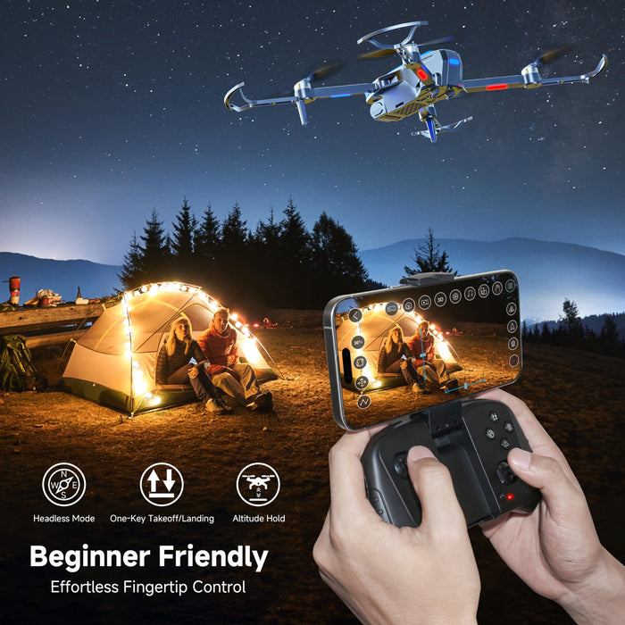 PLEGBLE Drones with Camera for Adults 4K Brushless Motor Drone for Kids Beginners, FPV Foldable RC Quadcopter with Propeller Guards, 2 Batteries, 1500mAh, 130° Lens, WiFi, Voice Control, Gesture Photography, Gift Toys for Men Boys