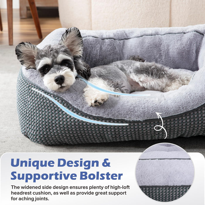 INVENHO Medium Dog Beds for Medium Dogs Washable, Rectangle Dog Bed Medium Size Dog, Orthopedic Dog Bed, Warming Soft Calming Sleeping Puppy Bed Durable Pet Bed with Anti-Slip Bottom M(30"x24"x9")