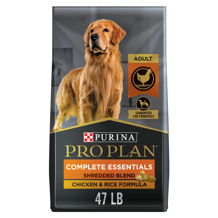 Purina Pro Plan High Protein Dog Food With Probiotics for Dogs, Shredded Blend Chicken & Rice Formula - 47 lb. Bag