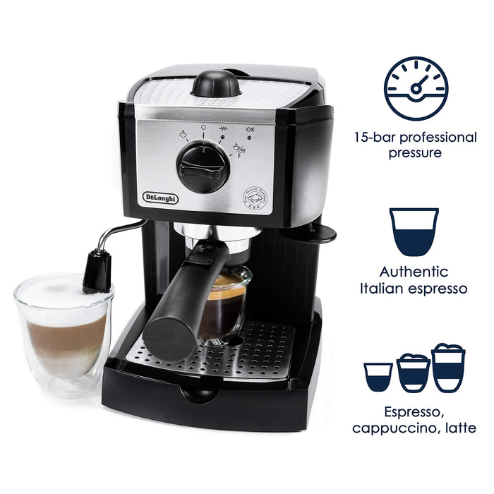 DeLonghi EC155 15 Bar Espresso and Cappuccino Machine, Black