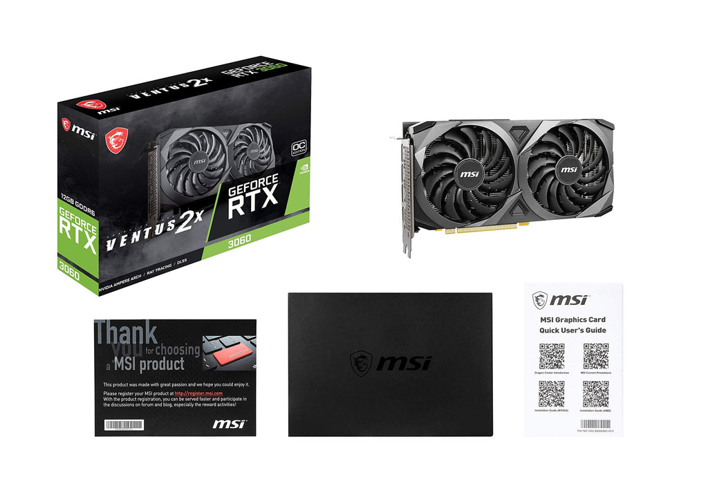 MSI GeForce RTX 3060 Ventus 2X 12G OC, Gaming Graphics Card - NVIDIA RTX 3060, 12GB GDDR6 Memory, 192-bit, 15 Gbps