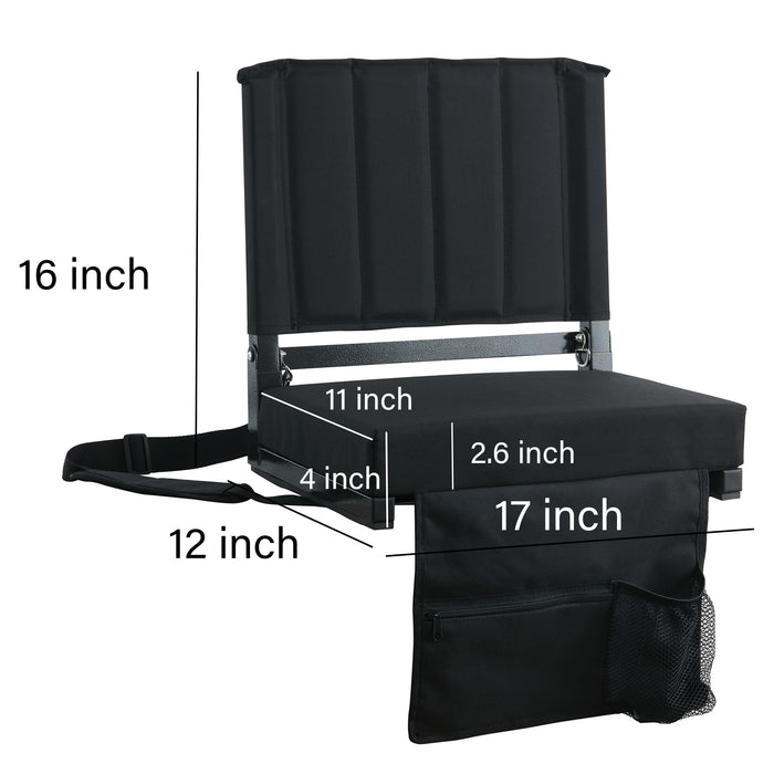 SPORT BEATS Stadium Seat for Bleachers with Back Support and Cushion includes Shoulder Strap and Cup Holder