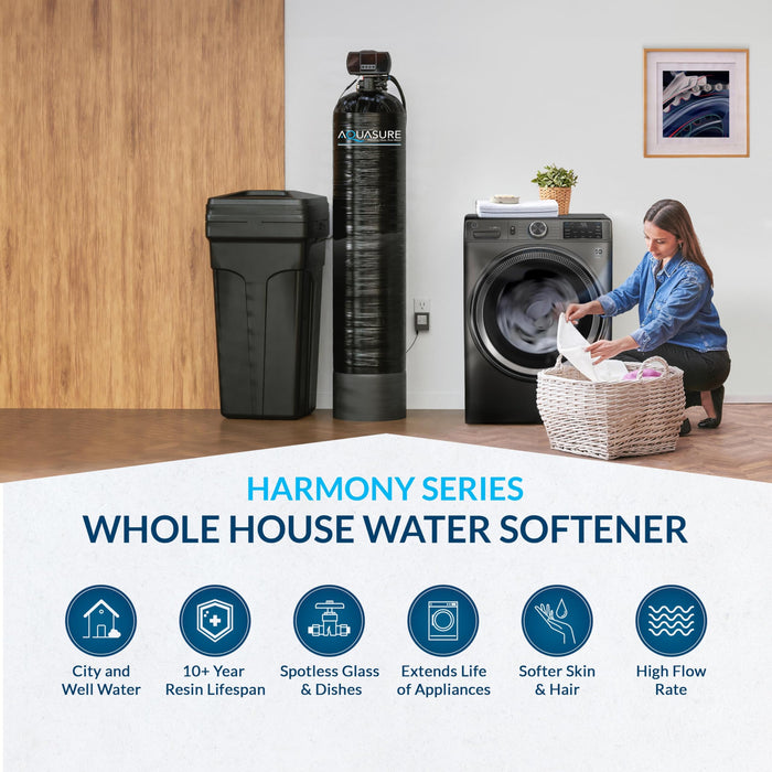 Aquasure Harmony Series 72,000 Grain Whole House Water Softener with High Efficiency Digital Metered Control Head and Fine Mesh Resin (72,000 Grains)