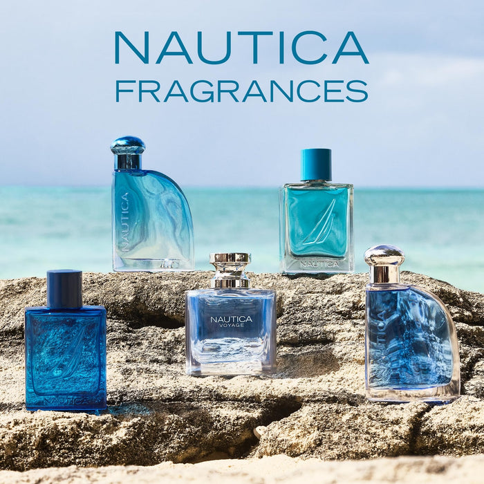 Nautica Voyage Eau De Toilette for Men - Fresh, Romantic, Fruity Scent Woody, Aquatic Notes of Apple, Water Lotus, Cedarwood, and Musk Ideal Day Wear 3.3 Fl Oz