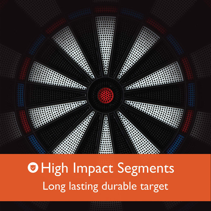 Fat Cat Mercury Electronic Dartboard, Built In Cabinet Doors With Integrated Scoreboard, Dart Storage For 6 Darts, Dual Display In Two Colors, Compact Target Face For Fast Play