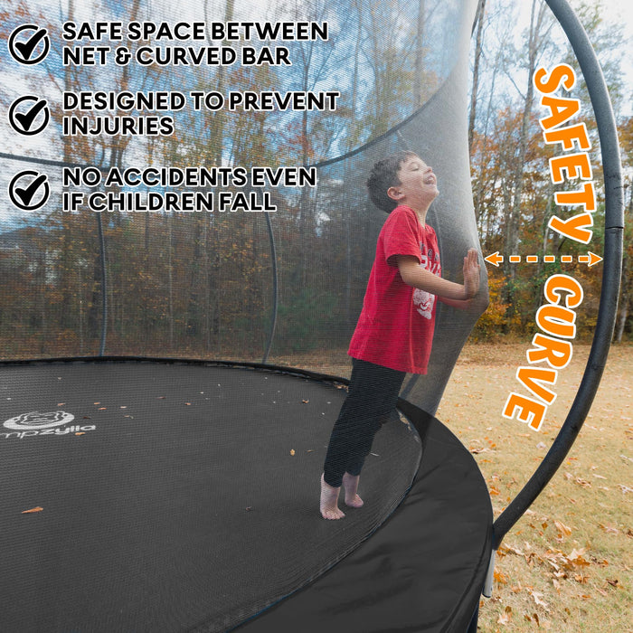 JUMPZYLLA Trampoline 8FT 10FT 12FT 14FT Trampoline Outdoor with Enclosure - Recreational Trampolines with Ladder and Galvanized Anti-Rust Coating, ASTM Approval- Outdoor Trampoline for Kids