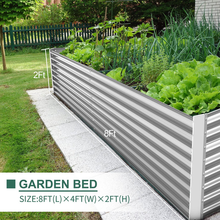 Land Guard 8×4×2 ft Galvanized Raised Garden Bed Kit, Galvanized Planter Raised Garden Boxes Outdoor, Large Metal Raised Garden Beds for Vegetables.