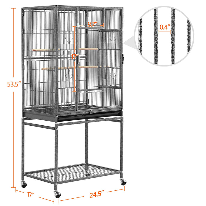 Yaheetech 54-inch Wrought Iron Standing Large Parrot Parakeet Flight Bird Cage for Small Parrot Sun Parakeet Green Cheek Conure Lovebird Budgie Finch Canary Bird Cage with Stand