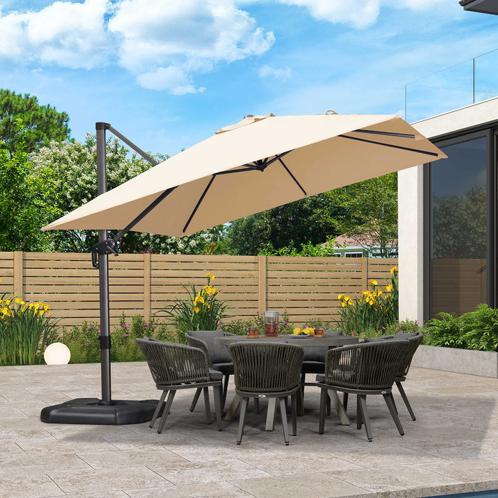 PURPLE LEAF 10 Feet Patio Umbrella Outdoor Cantilever Square Umbrella Aluminum Offset Umbrella with 360-degree Rotation for Garden Deck Pool Patio, Beige